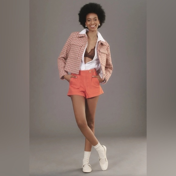 NWOT Pilcro The Kit High-Rise Utility Shorts~Tangerine~Size 32~Anthropologie - Picture 3 of 10